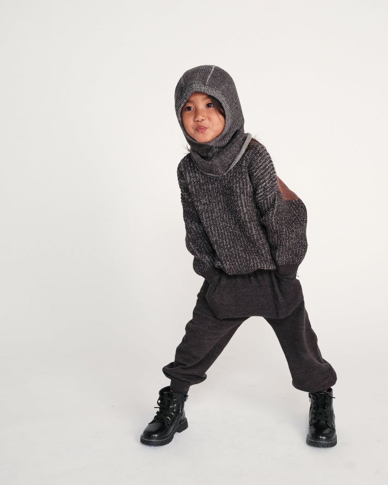 7AM - Balaclava Chunky | Kids Knit Balaclava Winter Hat Cold - Weather Warmth Mother & Baby Black Melange