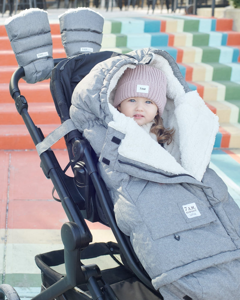 7AM - Beanie - Chunky Mother & Baby Ash Rose 0 - 6M