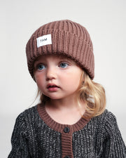 7AM - Beanie - Chunky Mother & Baby Ash Rose 0 - 6M