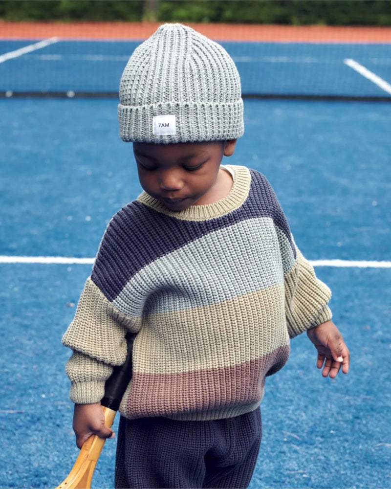 7AM - Beanie - Chunky Mother & Baby Ash Rose 0 - 6M