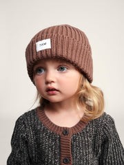 7AM - Beanie - Chunky Mother & Baby Ash Rose 0 - 6M