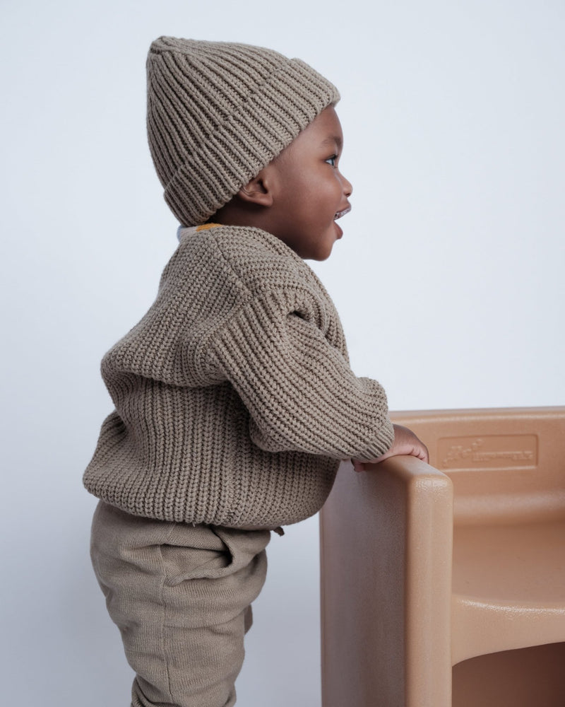 7AM - Beanie - Chunky Mother & Baby Ash Rose 0 - 6M