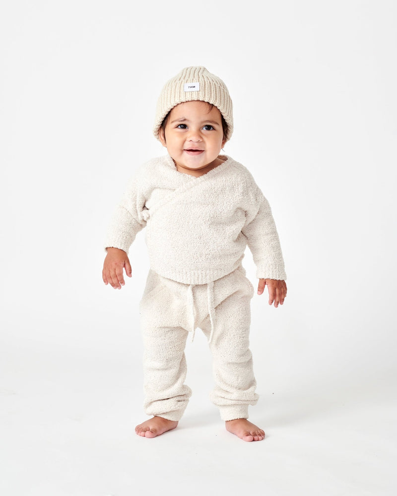 7AM - Beanie - Chunky Mother & Baby Ash Rose 0 - 6M
