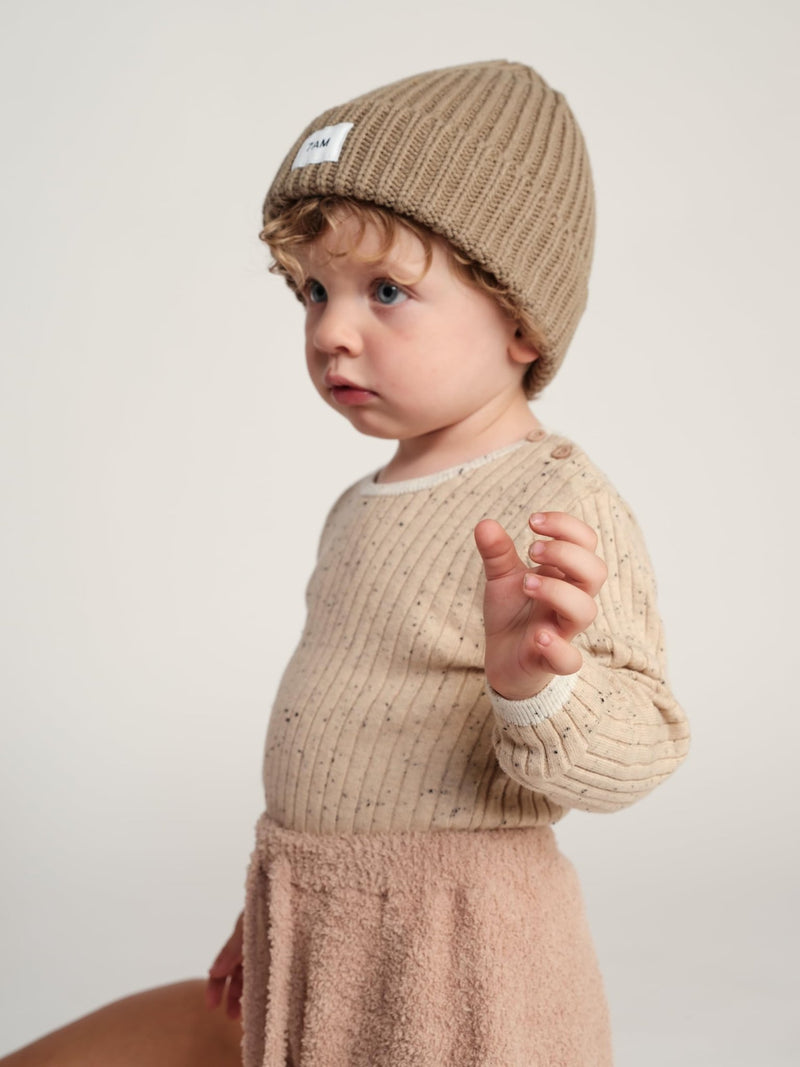 7AM - Beanie - Chunky Mother & Baby Ash Rose 0 - 6M
