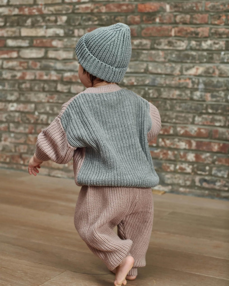 7AM - Beanie - Chunky Mother & Baby Ash Rose 0 - 6M