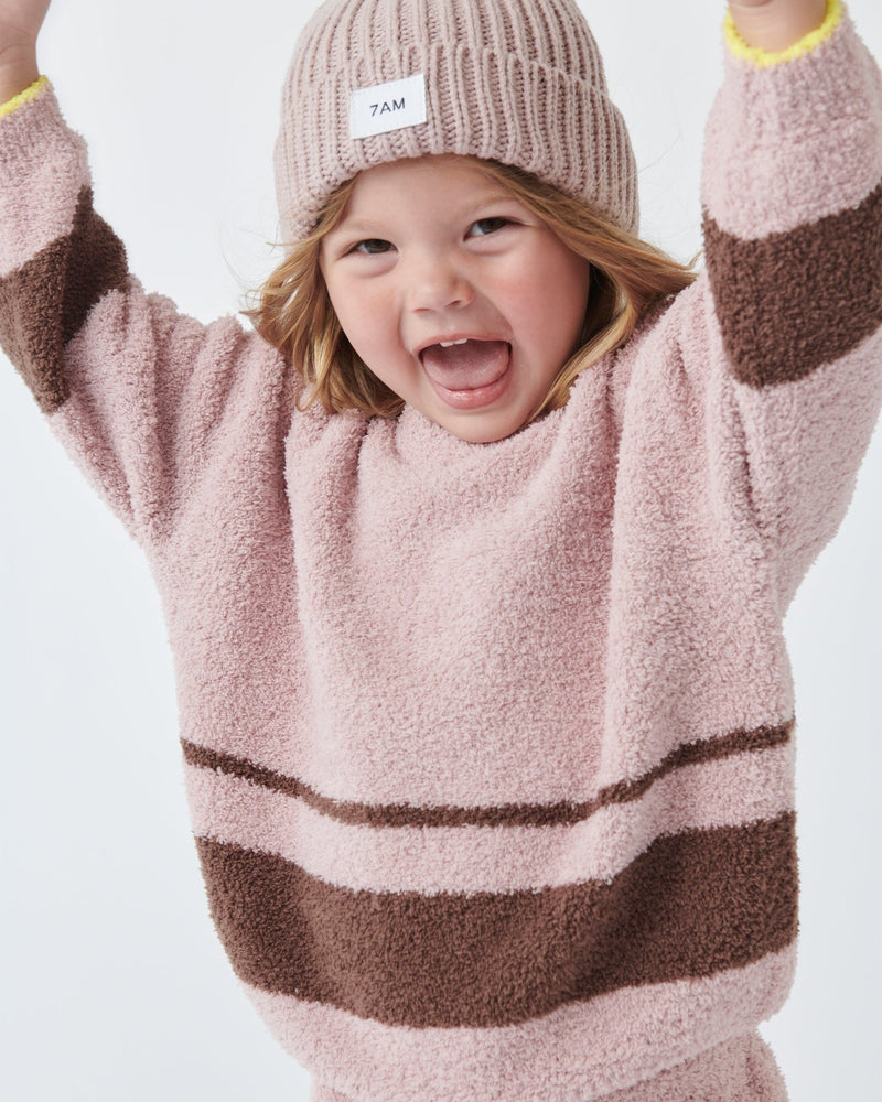 7AM - Beanie - Chunky Mother & Baby Ash Rose 0 - 6M