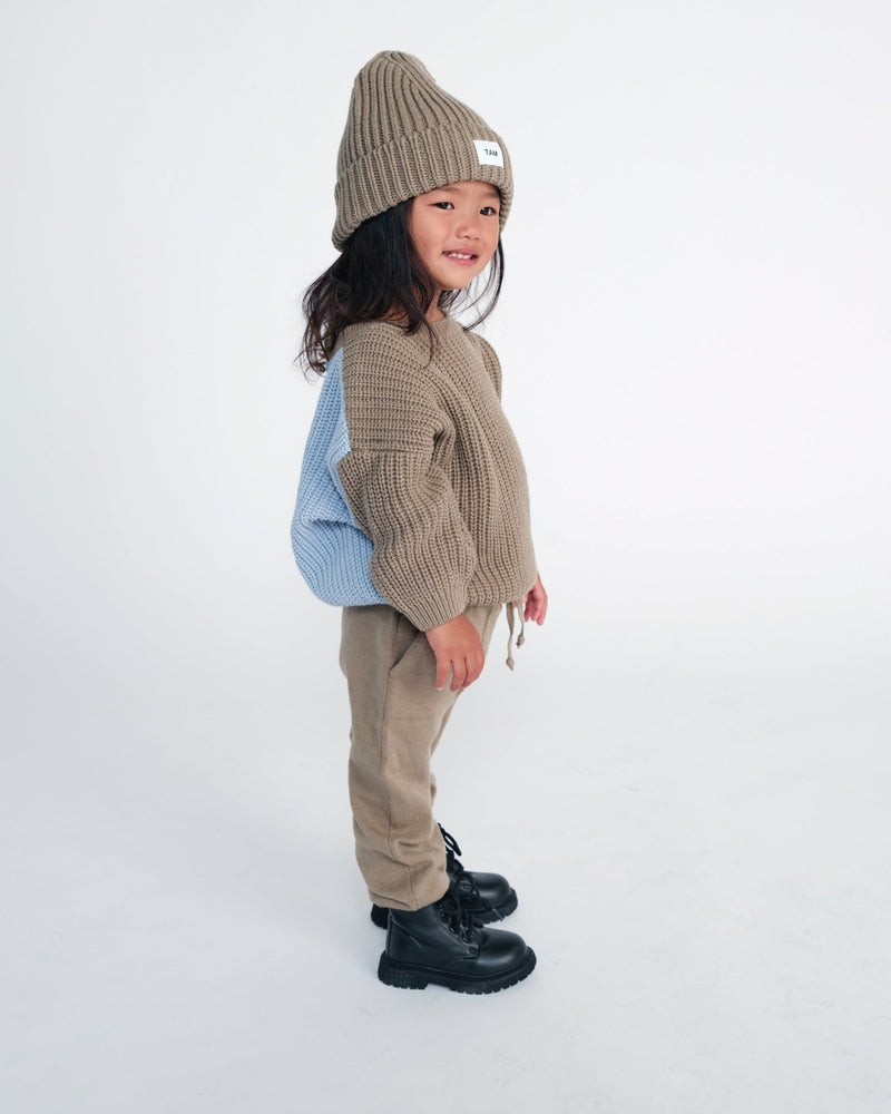 7AM - Beanie - Chunky Mother & Baby Ash Rose 0 - 6M