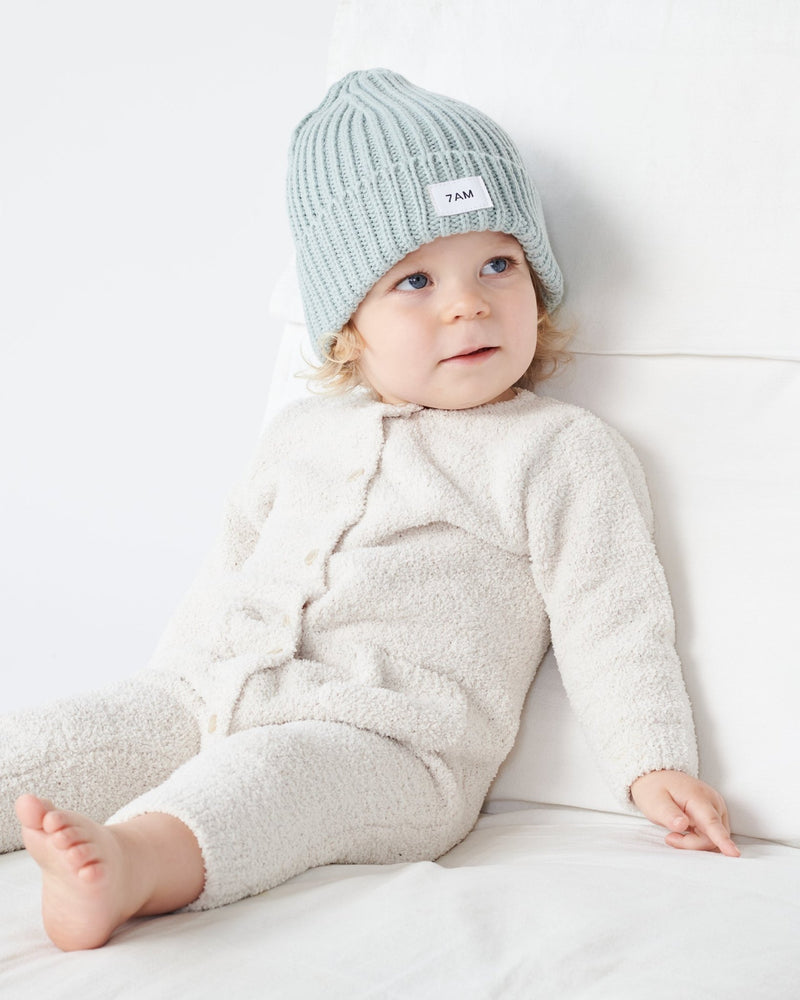 7AM - Beanie - Chunky Mother & Baby Ash Rose 0 - 6M