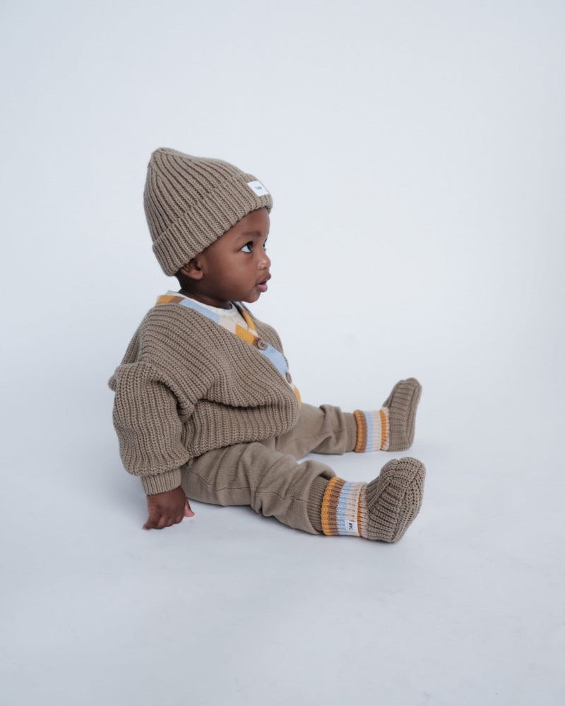 7AM - Beanie - Chunky Mother & Baby Ash Rose 0 - 6M