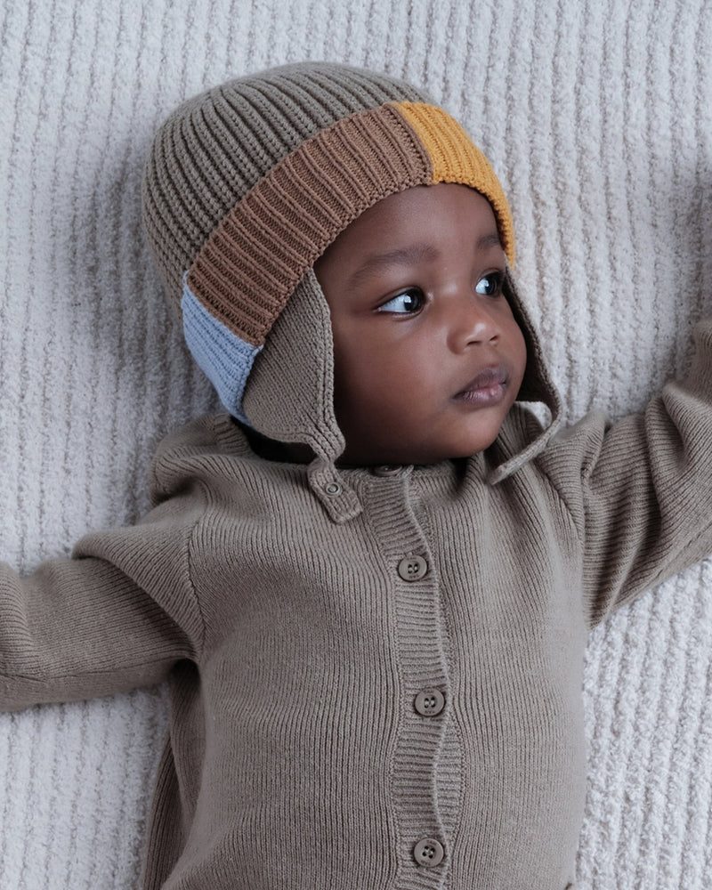 7AM - Beanie Flap Chunky | Baby and Kids Winter Beanie Collection for Cold Weather Black Melange Multicolor 0 - 6M