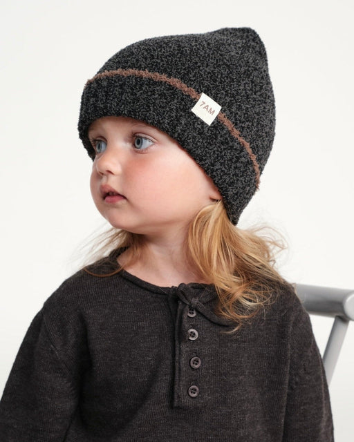 7AM - Beanie - Fuzzy | Soft Knit Baby and Kids Winter Hat for Cold Weather Mother & Baby Black Melange 0 - 6M