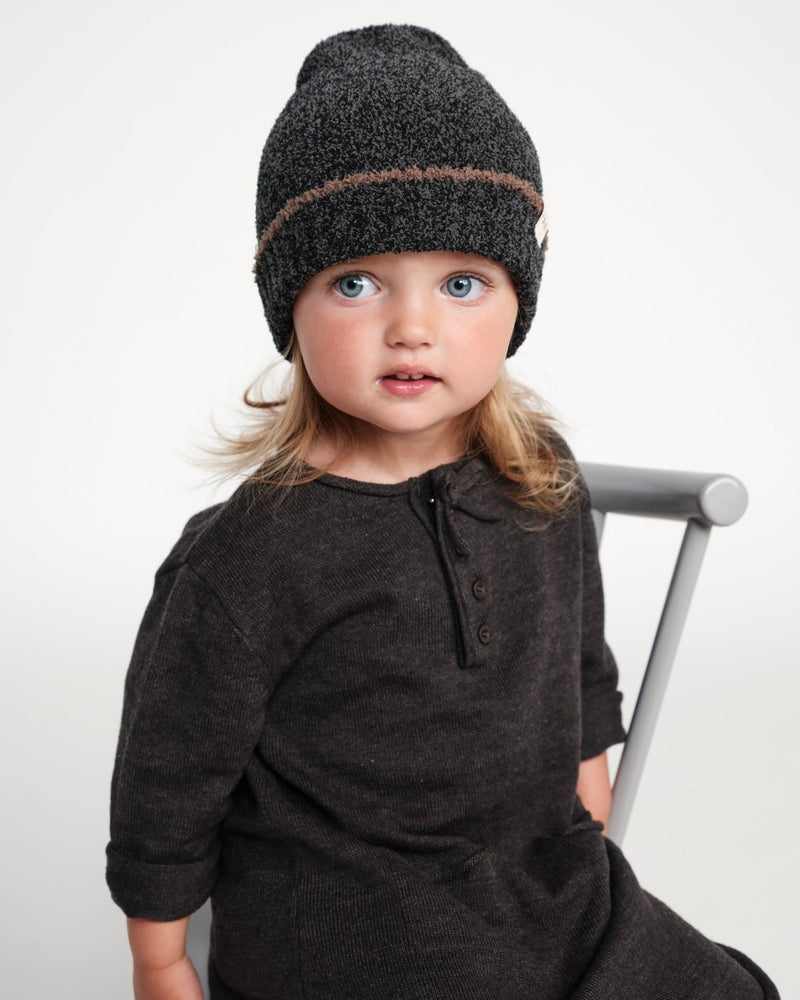 7AM - Beanie - Fuzzy | Soft Knit Baby and Kids Winter Hat for Cold Weather Mother & Baby Black Melange 0 - 6M