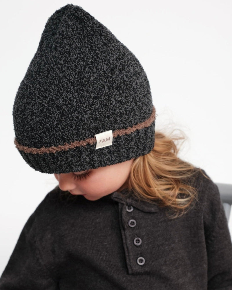 7AM - Beanie - Fuzzy | Soft Knit Baby and Kids Winter Hat for Cold Weather Mother & Baby Black Melange 0 - 6M