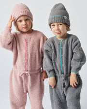 7AM - Beanie - Fuzzy | Soft Knit Baby and Kids Winter Hat for Cold Weather Mother & Baby Gris / Bright Cyan 0 - 6M