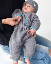 7AM - Beanie - Fuzzy | Soft Knit Baby and Kids Winter Hat for Cold Weather Mother & Baby Gris / Bright Cyan 0 - 6M