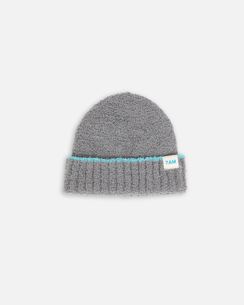 7AM - Beanie - Fuzzy | Soft Knit Baby and Kids Winter Hat for Cold Weather Mother & Baby Gris / Bright Cyan 0 - 6M