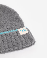 7AM - Beanie - Fuzzy | Soft Knit Baby and Kids Winter Hat for Cold Weather Mother & Baby Gris / Bright Cyan 0 - 6M