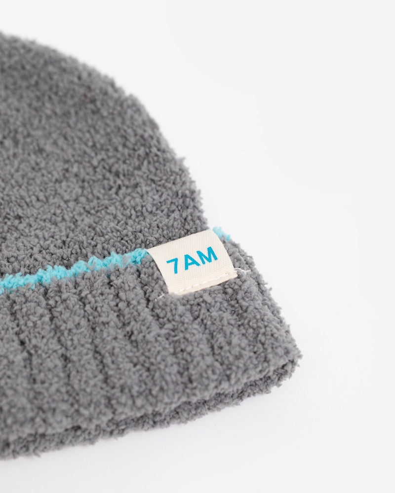 7AM - Beanie - Fuzzy | Soft Knit Baby and Kids Winter Hat for Cold Weather Mother & Baby Gris / Bright Cyan 0 - 6M