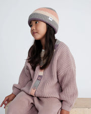 7AM - Beanie Stripe - Chunky | Striped Chunky Knit Baby & Kids Beanie Collection Mother & Baby Ash Rose, Multicolor 0 - 6M