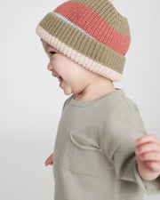 7AM - Beanie Stripe - Chunky | Striped Chunky Knit Baby & Kids Beanie Collection Mother & Baby Black Melange, Multicolor 0 - 6M