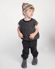 7AM - Beanie Stripe - Chunky | Striped Chunky Knit Baby & Kids Beanie Collection Mother & Baby Black Melange, Multicolor 0 - 6M