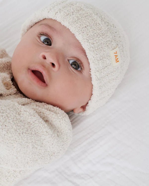 7AM - Beanies - set of 2 - Ash Rose, Ecru - 6M - 18M Mother & Baby