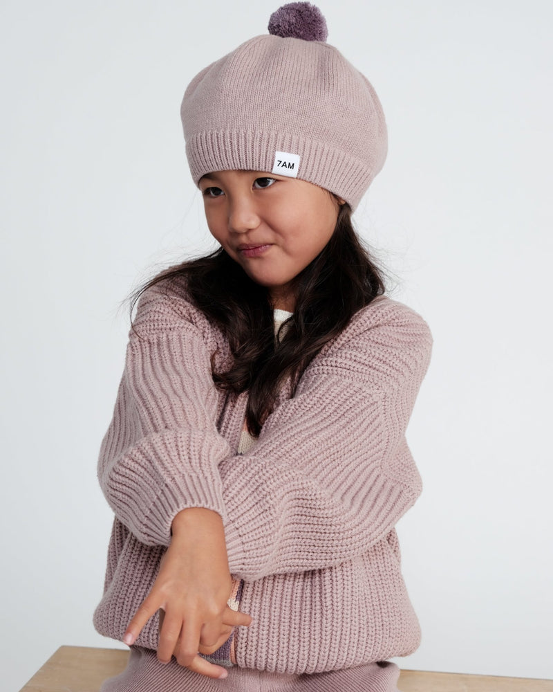 7AM - Beret Chunky | Kids Chunky Knit Beret Hat for Babies and Children Apparel & Accessories Ash Rose 1 - 3T