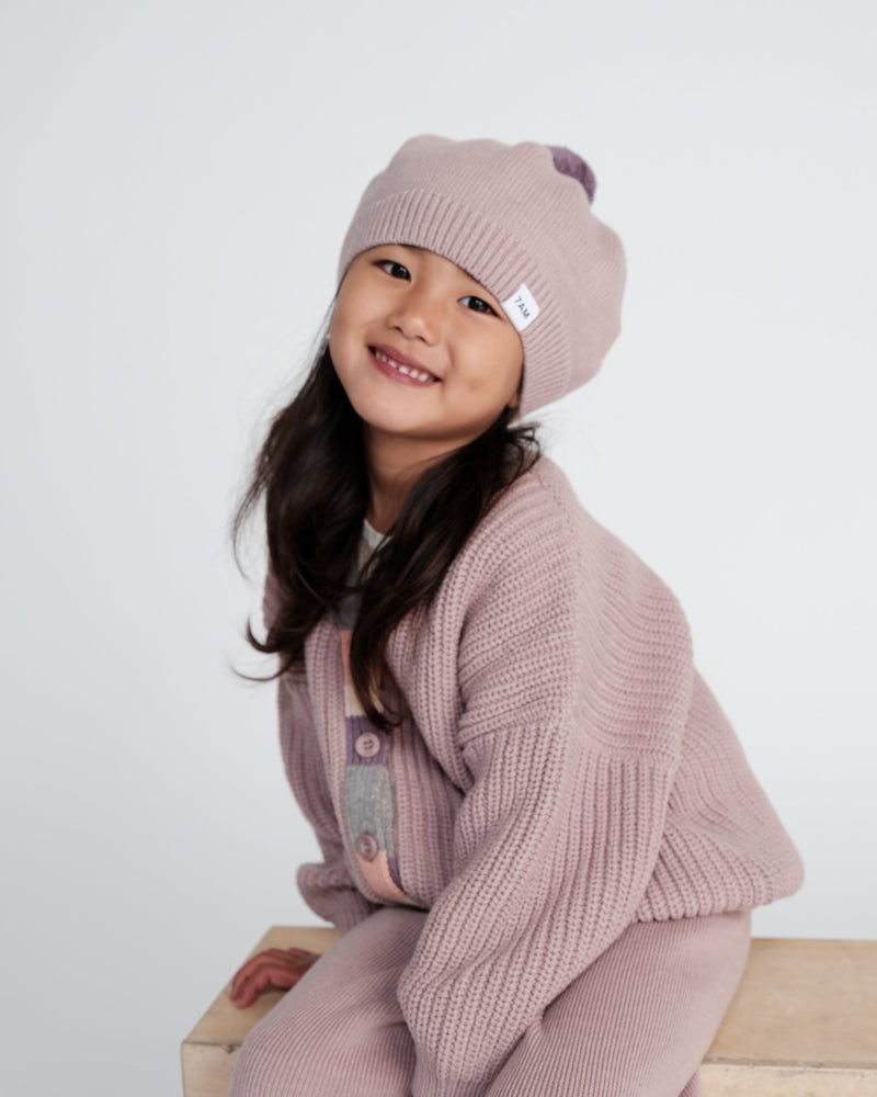 7AM - Beret Chunky | Kids Chunky Knit Beret Hat for Babies and Children Apparel & Accessories Ash Rose 1 - 3T