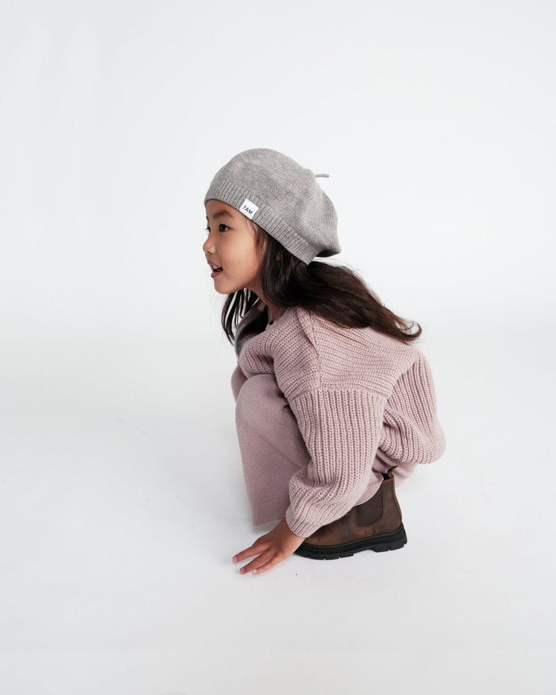 7AM - Beret Chunky | Kids Chunky Knit Beret Hat for Babies and Children Apparel & Accessories Grey 1 - 3T