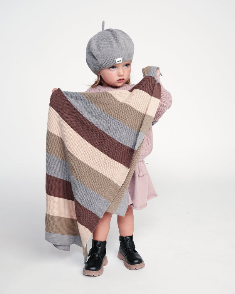 7AM - Beret Chunky | Kids Chunky Knit Beret Hat for Babies and Children Apparel & Accessories Grey 1 - 3T