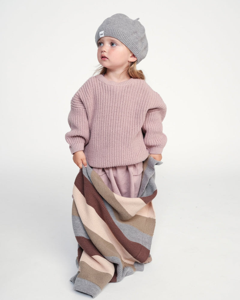 7AM - Beret Chunky | Kids Chunky Knit Beret Hat for Babies and Children Apparel & Accessories Grey 1 - 3T