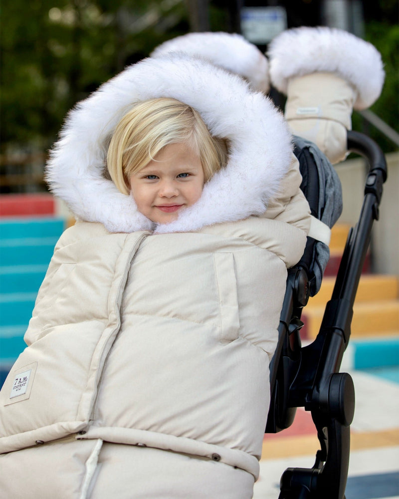 7AM - Blanket 212 Evolution Tundra Mother & Baby White Fur & Beige Heather