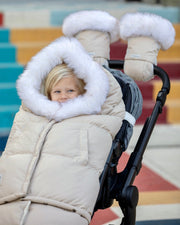 7AM - Blanket 212 Evolution Tundra Mother & Baby White Fur & Beige Heather