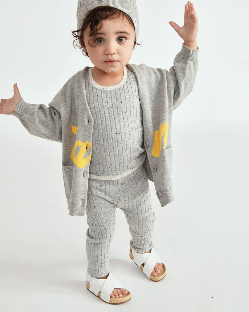 7AM - Boxy Cotton Cardigan Mother & Baby Heather Grey 6 - 12M