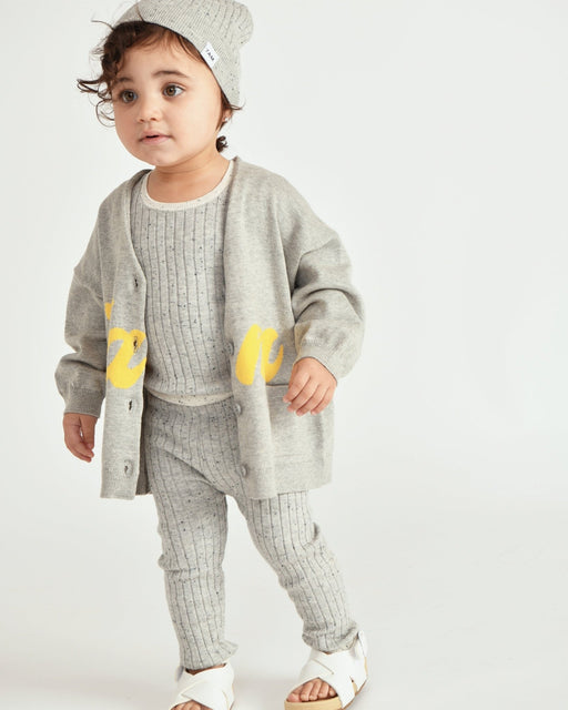 7AM - Boxy Cotton Cardigan Mother & Baby Heather Grey 6 - 12M