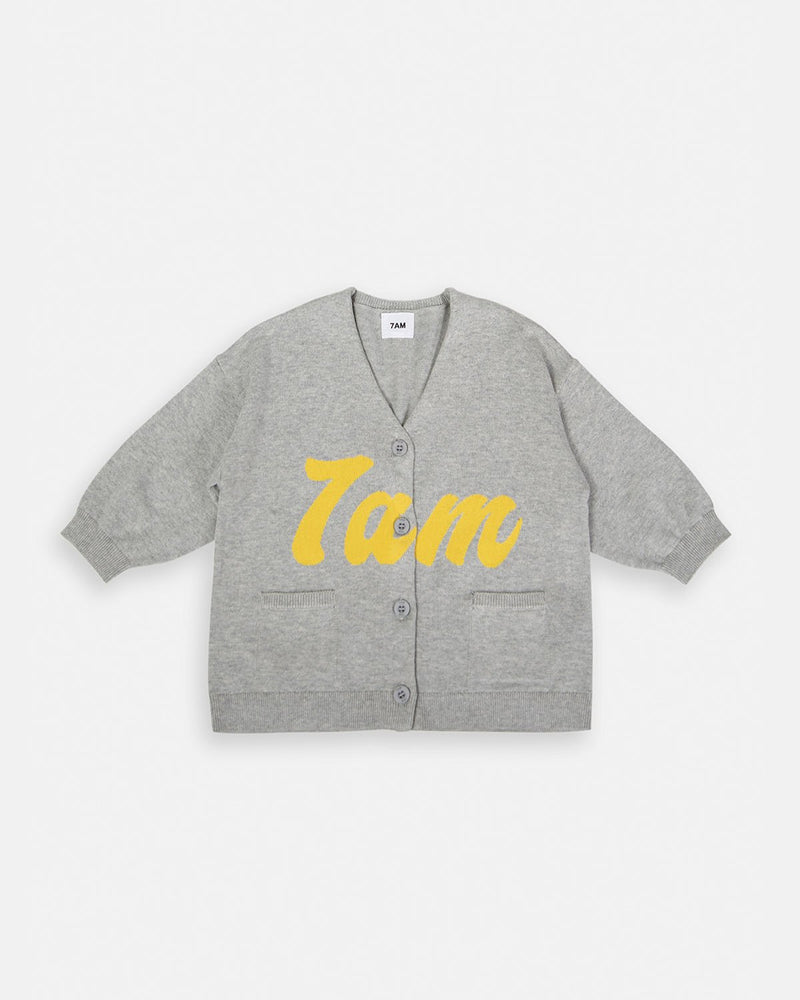 7AM - Boxy Cotton Cardigan Mother & Baby Heather Grey 6 - 12M