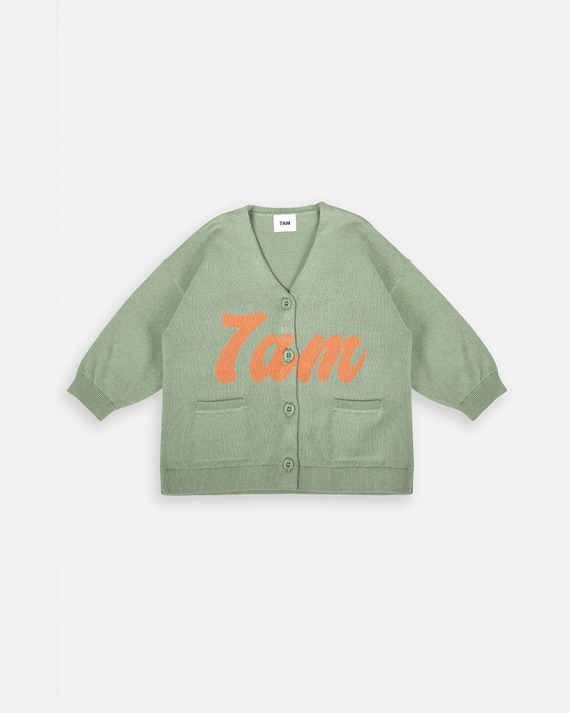 7AM - Boxy Cotton Cardigan Mother & Baby Sage 6 - 12M