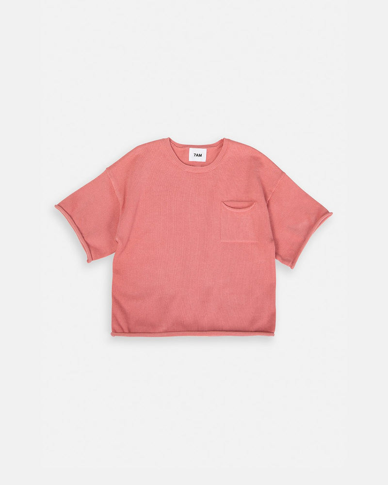 7AM - Boxy Cotton Tee Pocket Mother & Baby Coral 3 - 4T