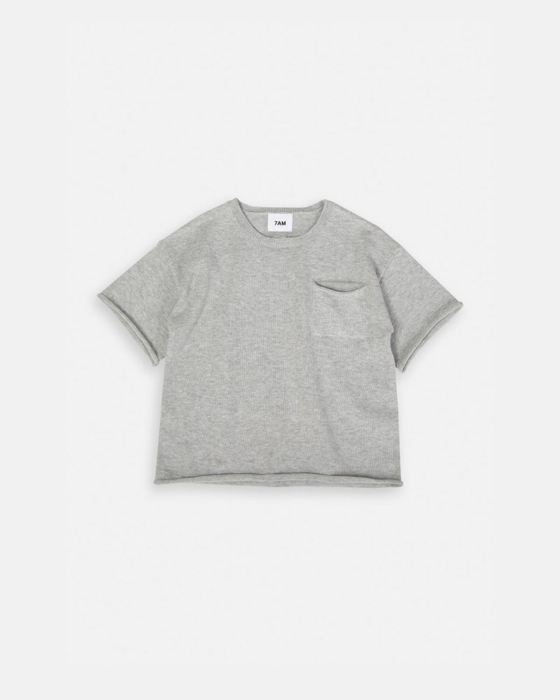 7AM - Boxy Cotton Tee Pocket Mother & Baby Heather Grey 4 - 5Y