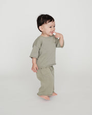 7AM - Boxy Cotton Tee Pocket Mother & Baby Sage 3 - 4T