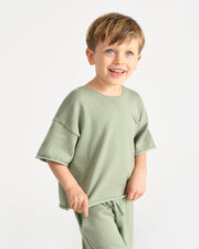 7AM - Boxy Cotton Tee Pocket Mother & Baby Sage 3 - 4T