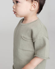 7AM - Boxy Cotton Tee Pocket Mother & Baby Sage 3 - 4T