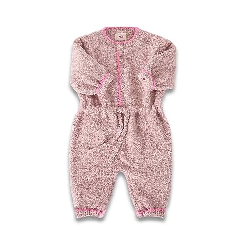 7AM - Boxy Long Sleeved Jumpsuit - Fuzzy Mother & Baby Ash Rose 1 - 2T
