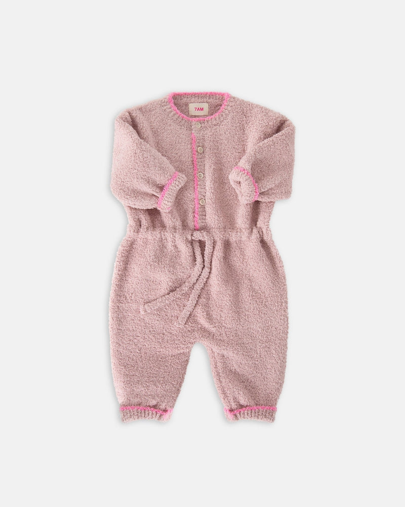 7AM - Boxy Long Sleeved Jumpsuit - Fuzzy Mother & Baby Ash Rose 2 - 3T