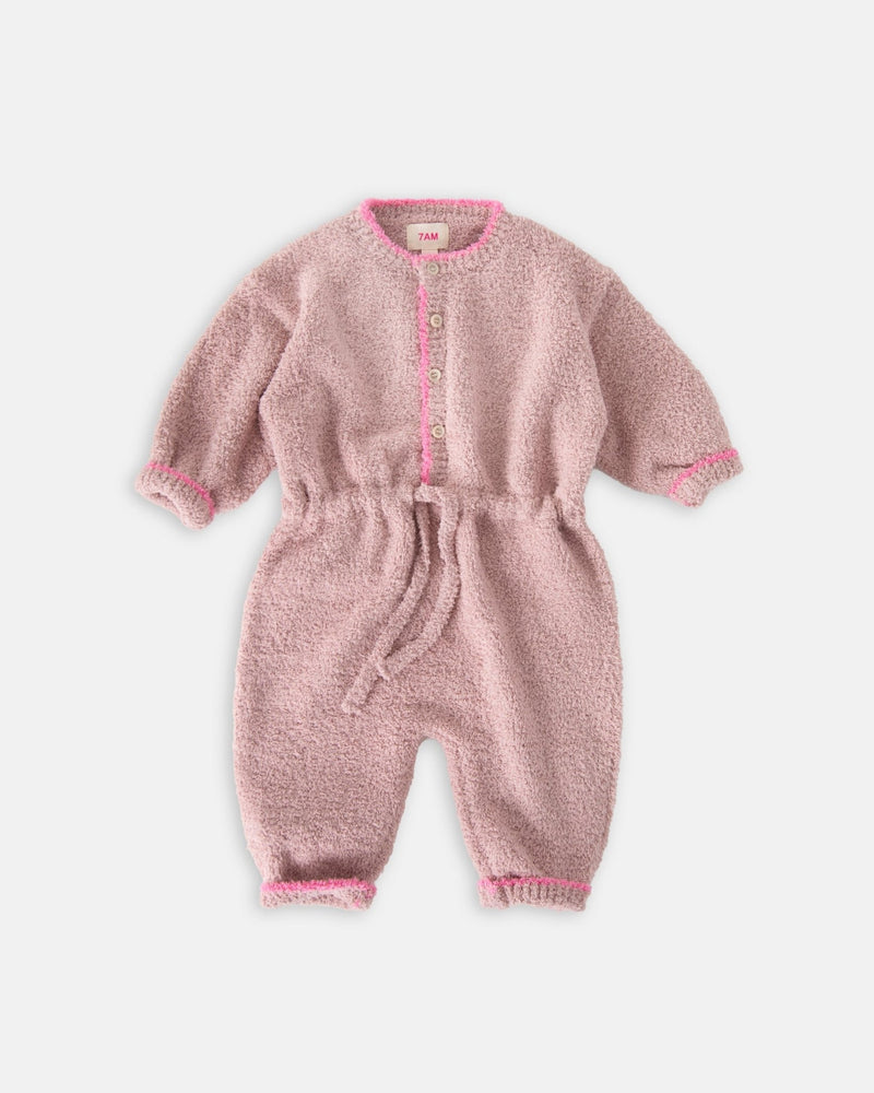 7AM - Boxy Long Sleeved Jumpsuit - Fuzzy Mother & Baby Ash Rose 2 - 3T