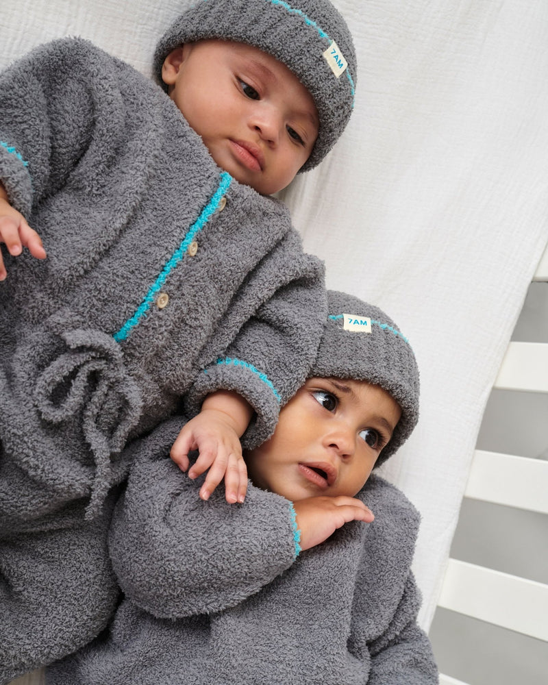 7AM - Boxy Long Sleeved Jumpsuit - Fuzzy Mother & Baby Gris 1 - 2T