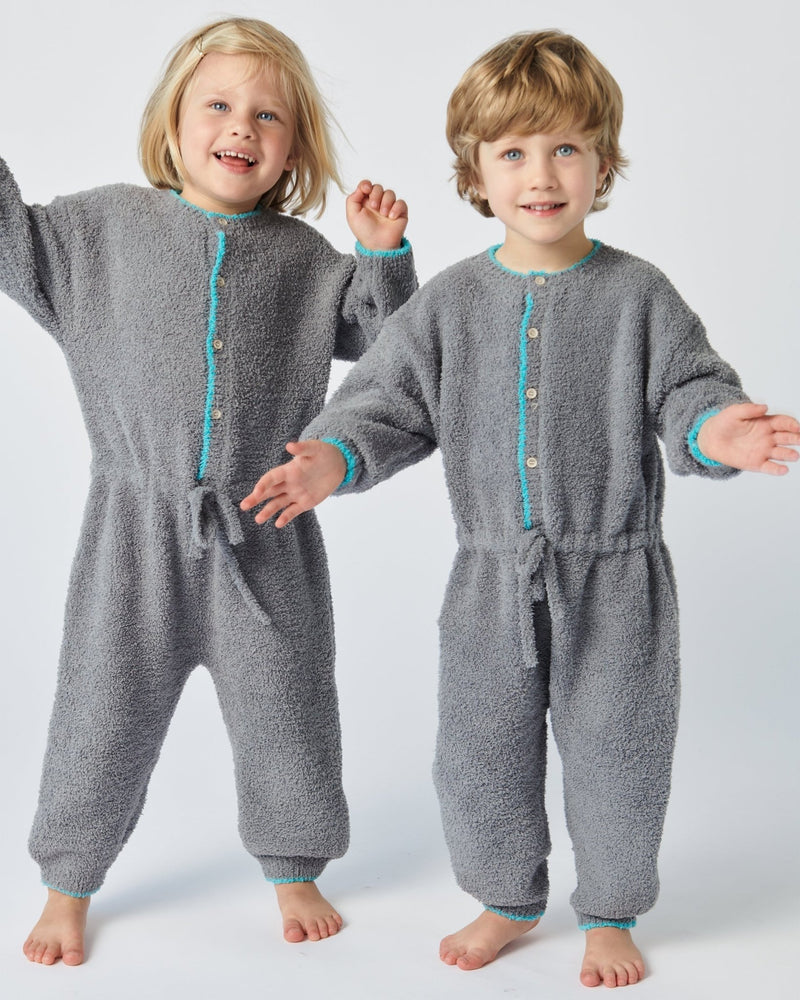 7AM - Boxy Long Sleeved Jumpsuit - Fuzzy Mother & Baby Gris 1 - 2T