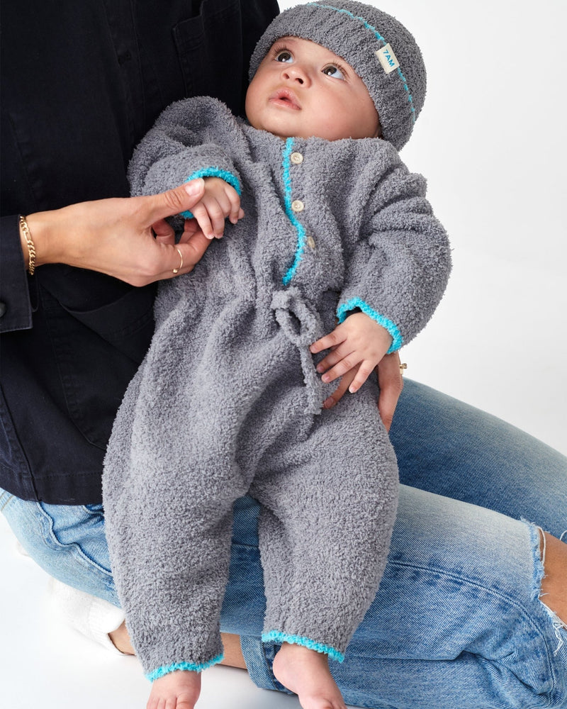7AM - Boxy Long Sleeved Jumpsuit - Fuzzy Mother & Baby Gris 1 - 2T