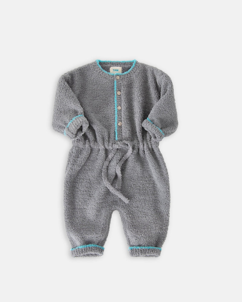 7AM - Boxy Long Sleeved Jumpsuit - Fuzzy Mother & Baby Gris 1 - 2T