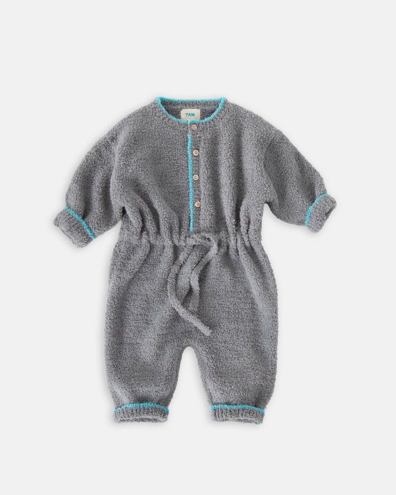 7AM - Boxy Long Sleeved Jumpsuit - Fuzzy Mother & Baby Gris 1 - 2T